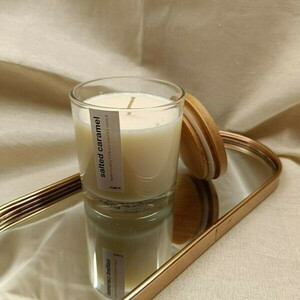 Χειροποίητο κερί σόγιας με καπάκι - άρωμα Salted caramel - αρωματικά κεριά