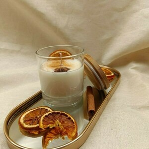Χειροποίητο κερί σόγιας με καπάκι - άρωμα Πορτοκάλλι-Κανέλλα - αρωματικά κεριά