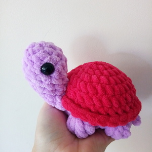 Πλεκτό κουκλάκι χελώνα μικρή ροζ amigurumi 15 εκ. - λούτρινα, δώρο γεννεθλίων - 2
