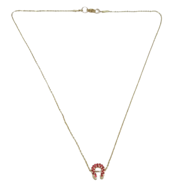 Κολιέ αλυσίδα από ατσάλι με charm πέταλο με στρας σε κόκκινο χρώμα - charms, επιχρυσωμένα, κοντά, ατσάλι - 4