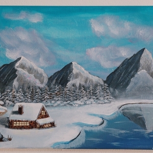 "Mountains" Καμβάς ζωγραφικής σε τελάρο 24×30cm - πίνακες & κάδρα, πίνακες ζωγραφικής