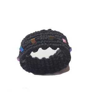 Δαχτυλίδι unisex μακραμέ, με ημιπολύτιμες χάντρες. Μέγεθος 10 (διάμετρος 19mm) - ημιπολύτιμες πέτρες, μακραμέ, χειροποίητα, χάντρες, σταθερά - 2
