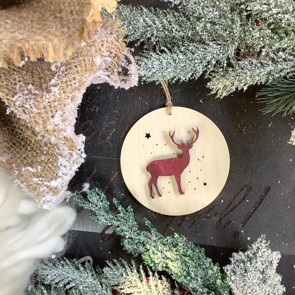 Ξύλινο Χριστουγεννιάτικο Κρεμαστό Στολίδι - Δώρο - Τάρανδος - Δέντρο - Διακοσμητικό - ξύλο, σπίτι, άγιος βασίλης, στολίδια, δέντρο - 3