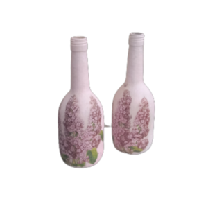 Γυάλινο διακοσμητικό μπουκάλι με ντεκουπάζ - γυαλί, ντεκουπάζ, διακοσμητικά μπουκάλια, ανοιξιάτικα λουλούδια - 3