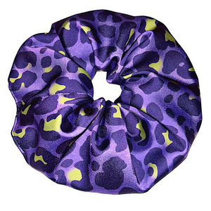 Scrunchie λαστιχάκι μαλλιών XXL size purple leopard - ύφασμα, animal print, λαστιχάκια μαλλιών, μεγάλα scrunchies