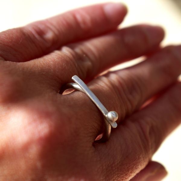 Μοντέρνο ασημένιο δαχτυλίδι με μπάρα - ασήμι, γεωμετρικά σχέδια, σταθερά - 3
