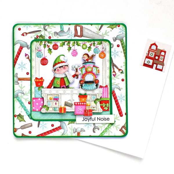 Χριστουγεννιάτικη 3d ευχετήρια τετράγωνη κάρτα "Joyful Noise" - χαρτί, scrapbooking, ευχετήριες κάρτες - 2