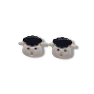"Sheep Studs" I Χειροποίητα μοντέρνα καρφωτά σκουλαρίκια από πολυμερικό πηλό 1,2 cm - χρώμα λευκό / μάυρο - πηλός, καρφωτά, μικρά, καρφάκι - 2
