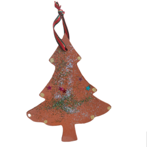 Χειροποίητο Χριστουγεννιάτικο στολίδι δέντρο με αστεράκια,. - ξύλο, αστέρι, νονά, στολίδια, δέντρο