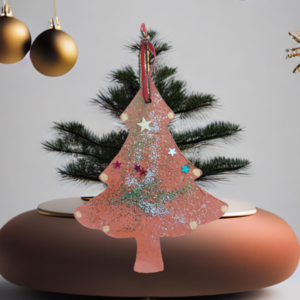 Χειροποίητο Χριστουγεννιάτικο στολίδι δέντρο με αστεράκια,. - ξύλο, αστέρι, νονά, στολίδια, δέντρο - 3