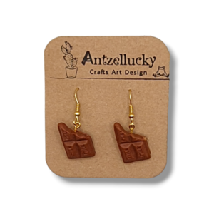 "Milky Chocolate" I Χειροποίητα μοντέρνα κρεμαστά σκουλαρίκια από πολυμερικό πηλό 4 cm - χρώμα καφέ - πηλός, μικρά, boho, κρεμαστά, γάντζος - 2