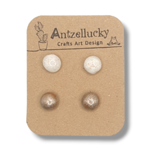 "perl and gold stud set" I Χειροποίητα μοντέρνα καρφωτά σκουλαρίκια από πολυμερικό πηλό 0,5 cm - χρώμα μπεζ / χρυσό - πηλός, καρφωτά, μικρά, πέρλες, καρφάκι - 2