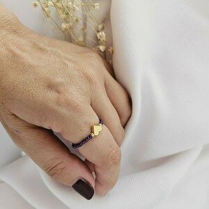 Ελαστικό δαχτυλίδι με καρδιά - γυαλί, καρδιά, χάντρες, βεράκια, boho - 2