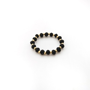 Δαχτυλίδι με γυάλινες χάντρες - Black luxury - γυαλί, χάντρες, βεράκια, boho