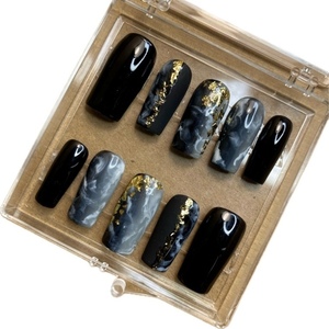 Press On Nails "Black Marble"