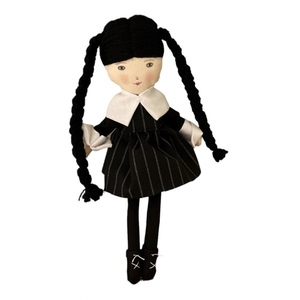 Κούκλα πάνινη με μαύρα μαλλιά - λούτρινα, κούκλες - 2