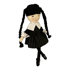 Κούκλα πάνινη με μαύρα μαλλιά - λούτρινα, κούκλες - 5