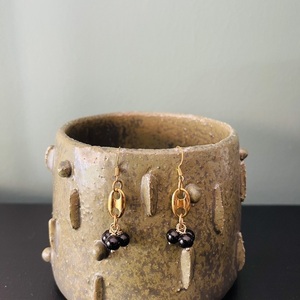 Σκουλαρίκια κρεμαστά με χάντρες Αχάτη - ημιπολύτιμες πέτρες, επιχρυσωμένα, μικρά, κρεμαστά, γάντζος
