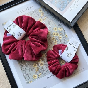 Wine velvet XL scrunchie - ύφασμα, βελούδο, για τα μαλλιά, λαστιχάκια μαλλιών, velvet scrunchies - 2