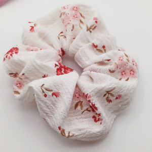 Scrunchies handmade Σετ 2 τμχ, σχέδιο Floral - ύφασμα, λαστιχάκια μαλλιών - 4