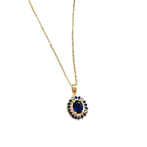 Blue royal necklace - ορείχαλκος, κοντά, ατσάλι, μπλε χάντρα, μενταγιόν