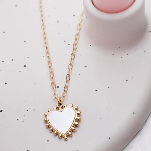 White Heart Necklace - καρδιά, κοντά, ατσάλι, boho, μενταγιόν - 3