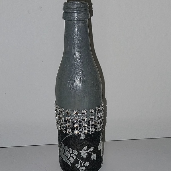Διακοσμητικό μπουκάλι γκρι 50ml - γυαλί, διακοσμητικά μπουκάλια - 2