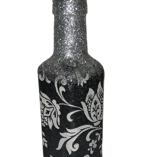 Διακοσμητικό μπουκάλι ασπρόμαυρο 120ml - γυαλί, διακοσμητικά μπουκάλια