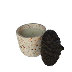 Αρωματικό κερί σόγιας βελανίδι terrazzo από jesmonite 13.5cm - αρωματικά κεριά - 2