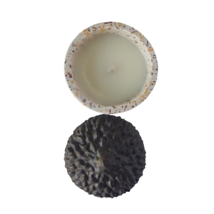 Αρωματικό κερί σόγιας βελανίδι terrazzo από jesmonite 13.5cm - αρωματικά κεριά - 3