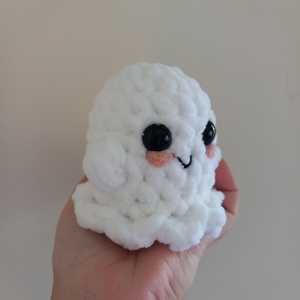 Πλεκτό κουκλάκι φαντασματάκι amigurumi λευκό 9 εκ. - λούτρινα, halloween, amigurumi - 4