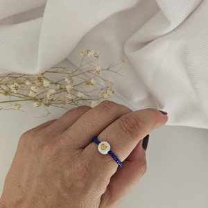 Μπλε δαχτυλίδι από χάντρες με καρδούλα - γυαλί, καρδιά, χάντρες, βεράκια - 3