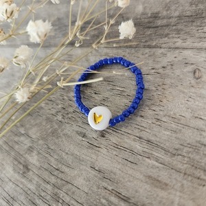 Μπλε δαχτυλίδι από χάντρες με καρδούλα - γυαλί, καρδιά, χάντρες, βεράκια - 4