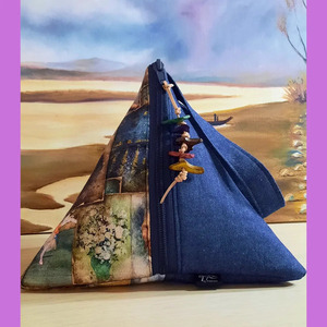 Τριγωνική τσάντα (Triangle bag) ART 1 - ύφασμα, all day, χειρός, πάνινες τσάντες, μικρές - 2