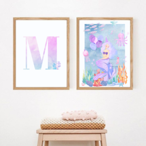 Semi gloss αφίσα Mermaid Name 40x60 (set of 2) - κορίτσι, αφίσες, γοργόνα