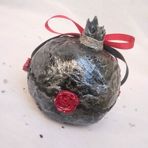 Ρόδι από papier mache - πηλός, χριστουγεννιάτικα δώρα, στολίδια, μπάλες - 3