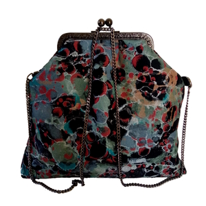 Γυναικεία χειροποίητη τσάντα clutch ώμου ή χιαστί από ύφασμα με αλυσίδα σε χρώμα νίκελ - ύφασμα, vintage, clutch, ώμου, χιαστί