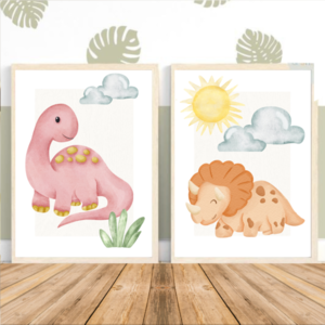Semi gloss αφίσα Dinosaurs 40x60 pink - κορίτσι, αφίσες, δεινόσαυρος - 2