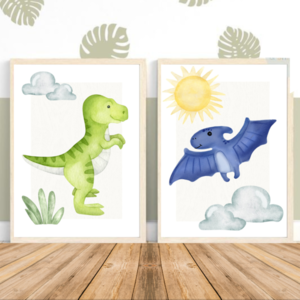 Semi gloss αφίσα Dinosaurs 40x60 blue - αφίσες, δεινόσαυρος, ζωάκια - 3