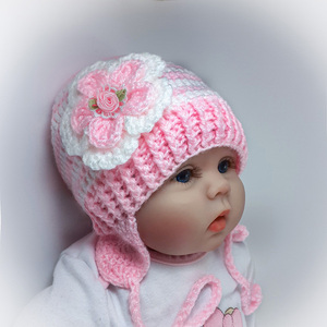 Πλεκτό σετ ανοιχτό ροζ-λευκό για κορίτσια / σκουφάκι, παπουτσάκια / 0-12/ Crochet pink-white set for girls / hat, shoes - κορίτσι, σετ, βρεφικά ρούχα - 4