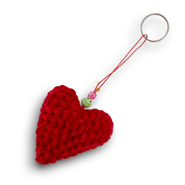καρδουλα μπρελόκ μικρό λούτρινο πλεκτό χειροποίητο / heart keychain - δώρο, λούτρινα, παιχνίδια, amigurumi - 2