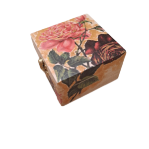 Ξύλινη μπιζουτιερα - κουτί, ροζ τριαντάφυλλο, διάσταση 10x10x6,5εκατ. - κουτιά αποθήκευσης - 5