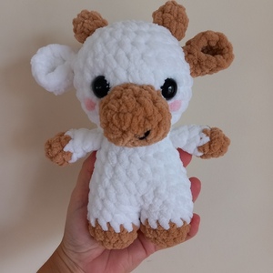 Πλεκτό κουκλάκι αγελάδα μικρή amigurumi 20 εκ. λευκό - λούτρινα, amigurumi - 2