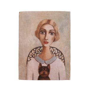Διακοσμητικός πίνακας κρεμαστός γυναίκα και σκυλί / μεσαίος / ξύλο / Twice Treasured - ξύλο, πίνακες & κάδρα - 2