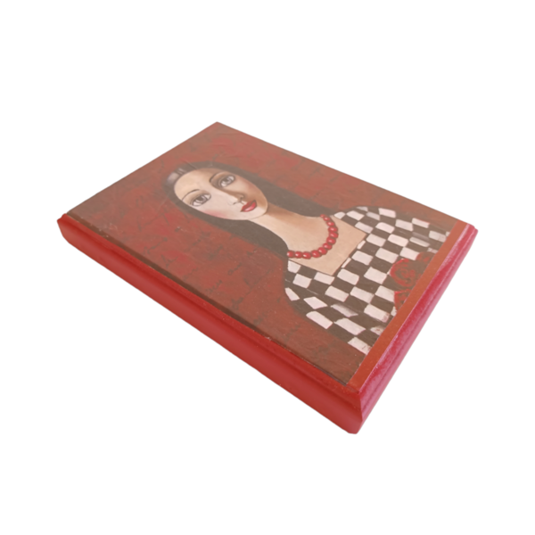 Μικρός διακοσμητικός πίνακας με φιγούρα γυναίκας κόκκινος / μικρός / ξύλο / Twice Treasured - ξύλο, πίνακες & κάδρα - 2