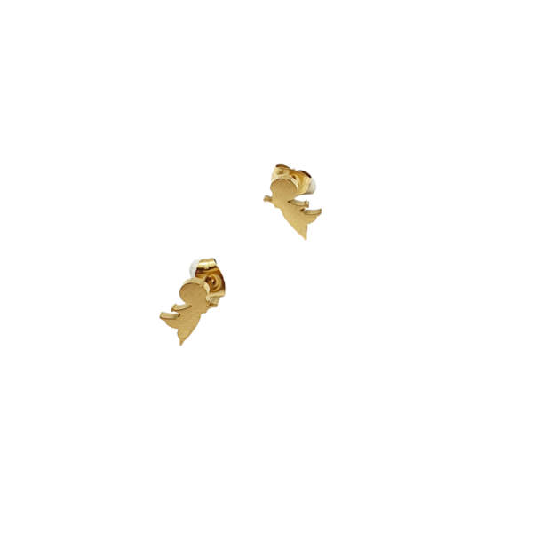 Σκουλαρίκια ατσάλινα χρυσά "Little Angel". - μέταλλο, καρφωτά, ατσάλι, κοσμήματα, αγγελάκι - 2