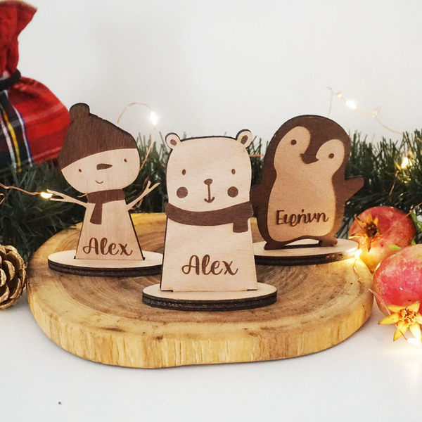 Ένα προσωποποιημένο επιτραπέζιο ξύλινο στολίδι - ξύλο, διακοσμητικά, χριστουγεννιάτικα δώρα, προσωποποιημένα - 2