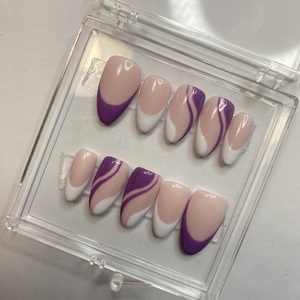 Press On Nails "Purple and white"