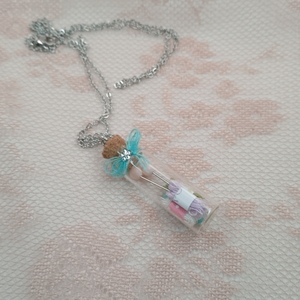 Μενταγιόν μπουκαλάκι νήμα και βελόνες - γυαλί, μακριά, μενταγιόν - 2