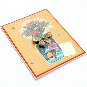 Χριστουγεννιάτικη ευχετήρια κάρτα σε vintage στυλ, "Let it Snow" - χαρτί, scrapbooking, ευχετήριες κάρτες - 3